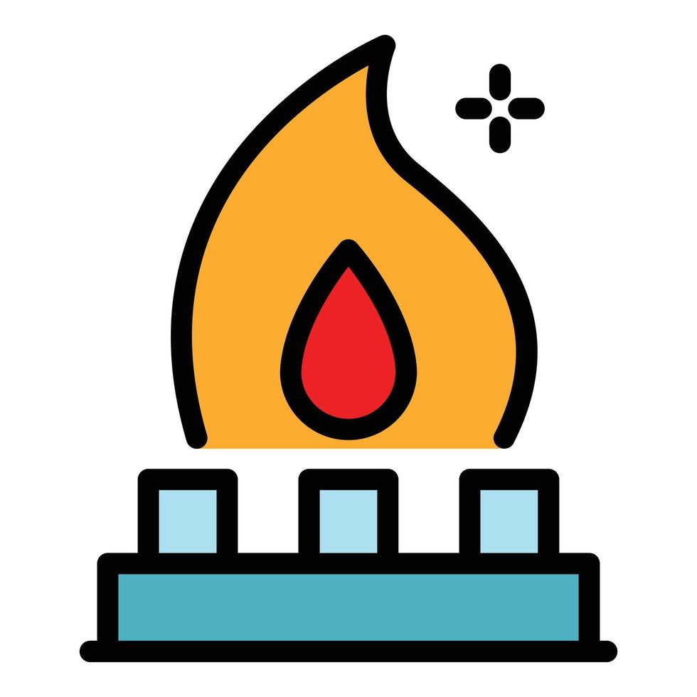 Flame in burner icon color outline vector