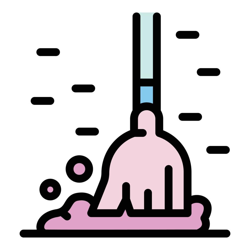 Broom and dust icon color outline vector