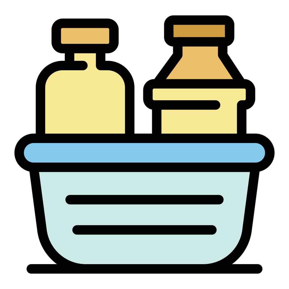 Detergent bottles in container icon color outline vector