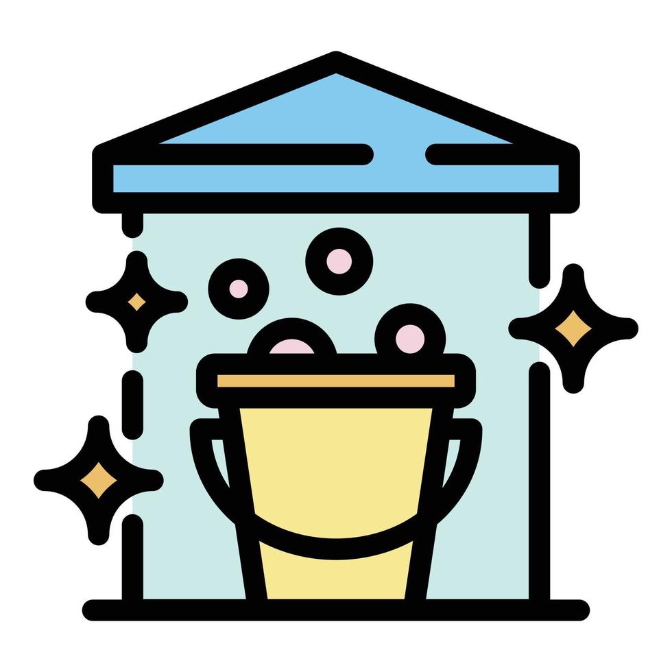 Bucket with foam icon color outline vector