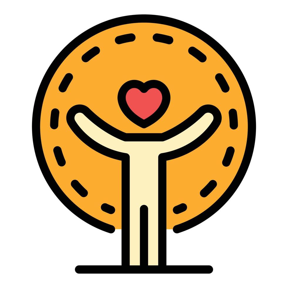 Man head heart icon color outline vector