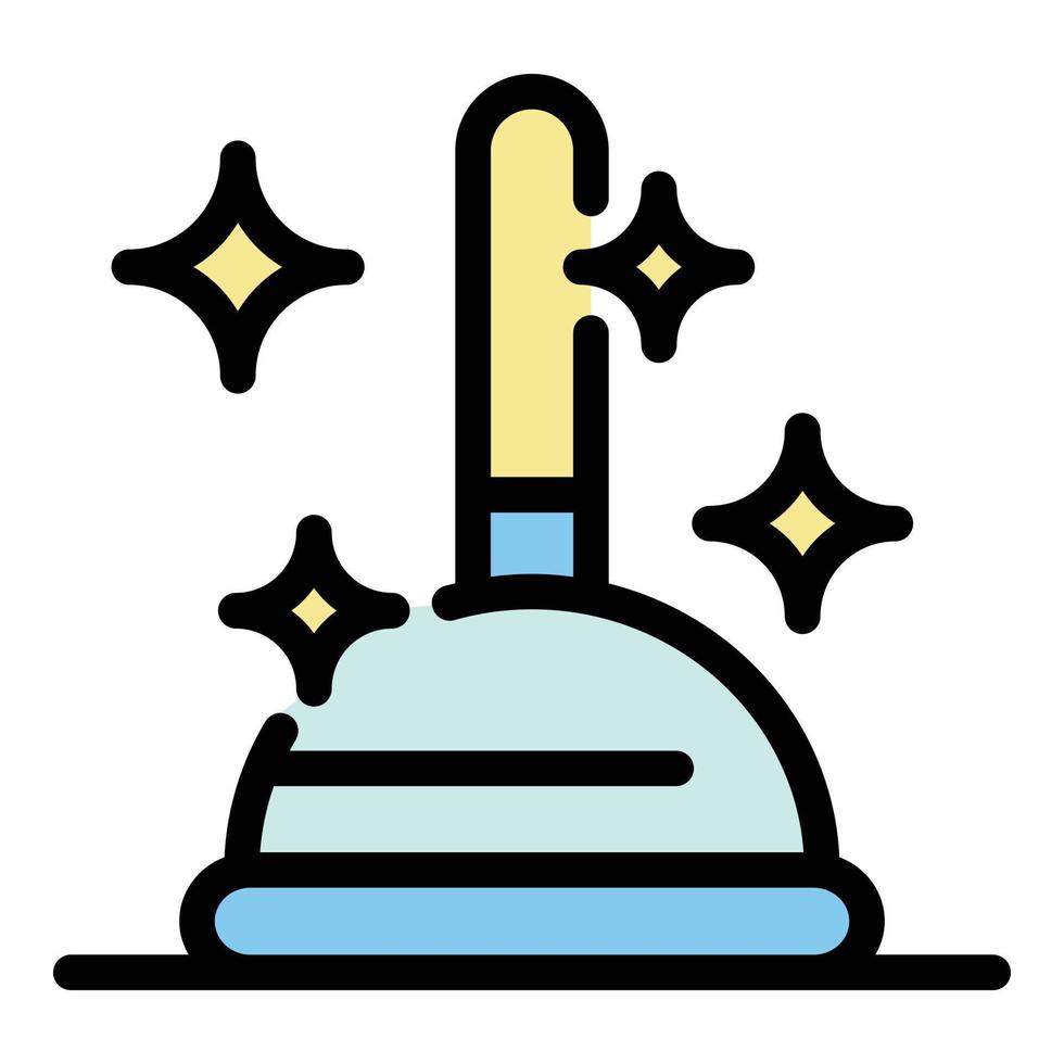 Cleaning with plunger icon color outline vector