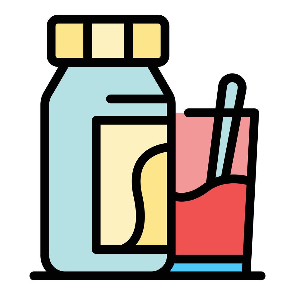 Bottle with potion and glass icon color outline vector