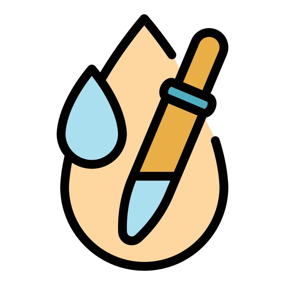 Pipette with a drop icon color outline vector