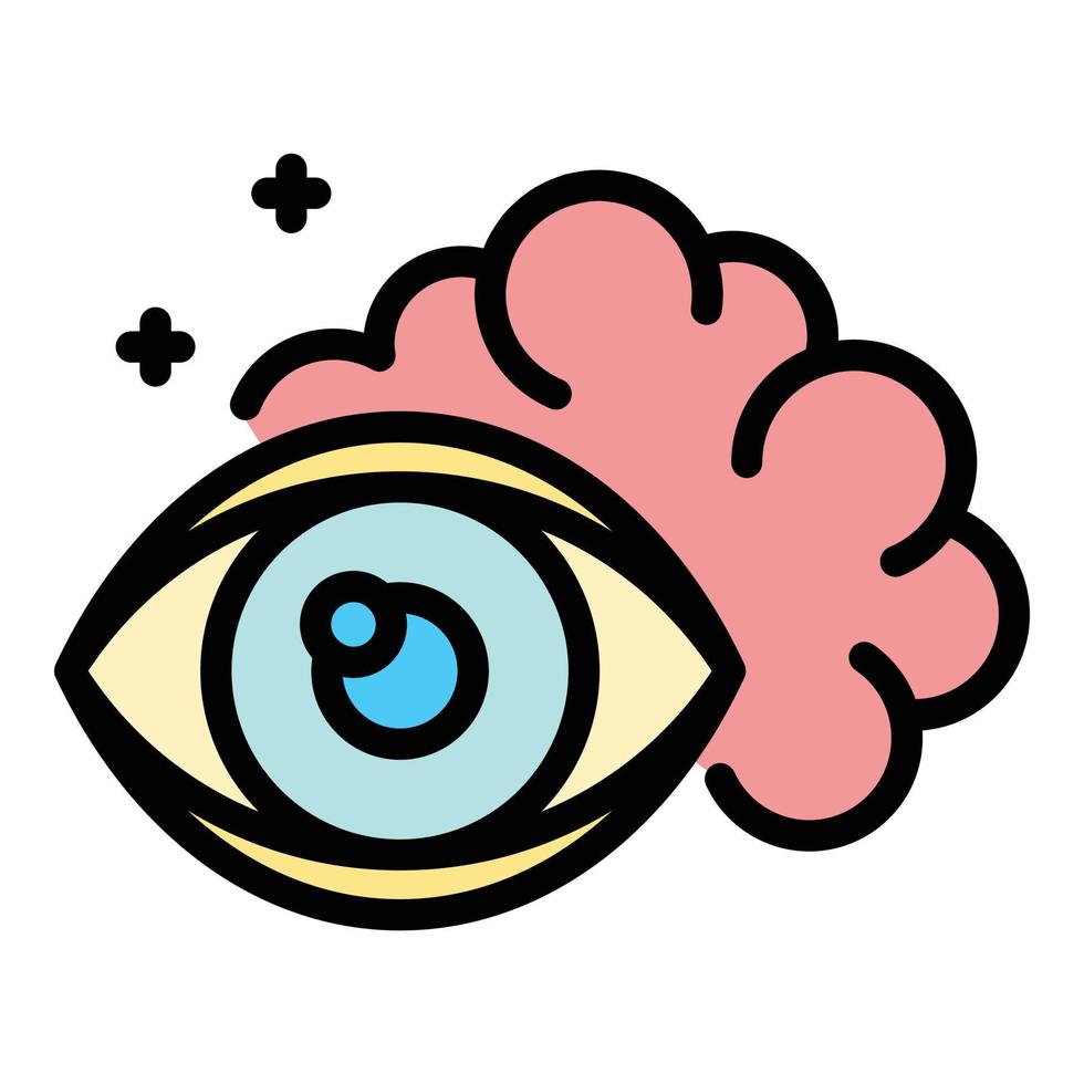 Eye and brain icon color outline vector