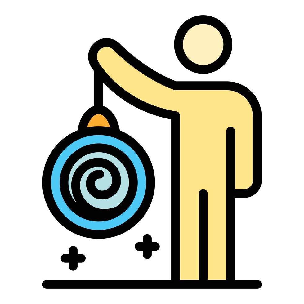 Man with a pendulum icon color outline vector