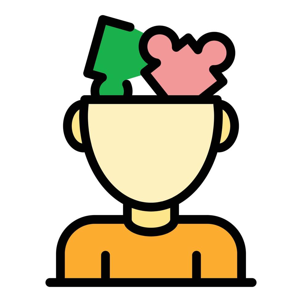 Puzzles in a human head icon color outline vector