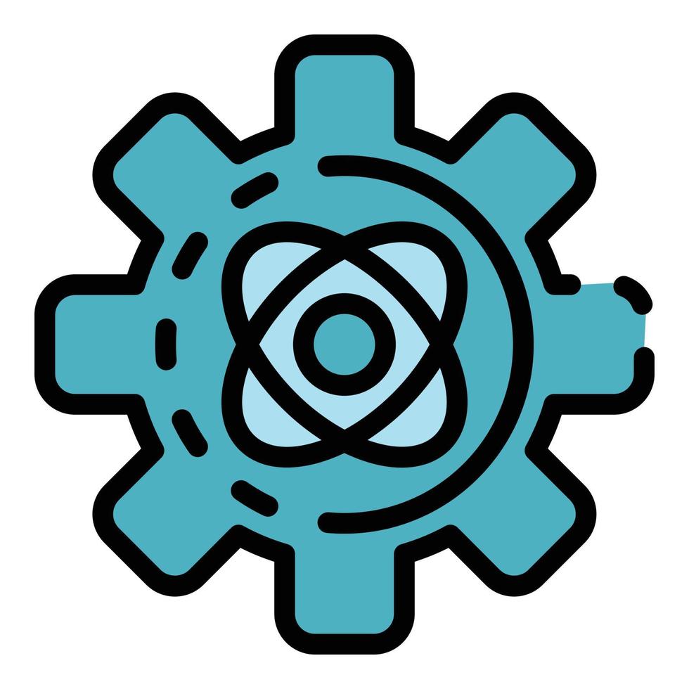 Gear with atom icon color outline vector