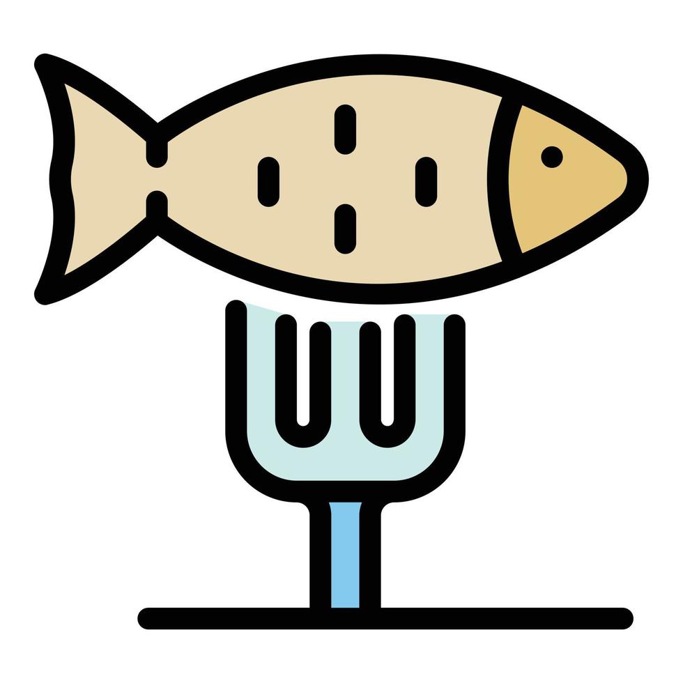 Fish meal icon color outline vector