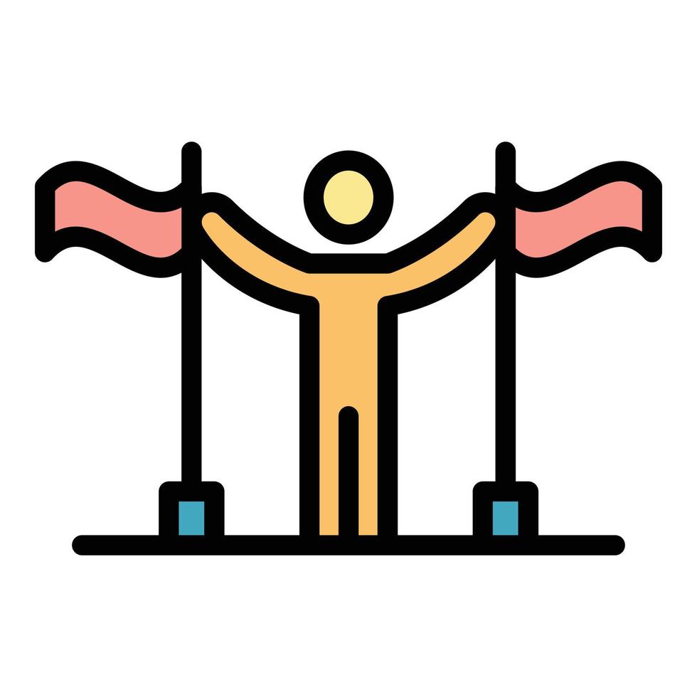 Man between flags icon color outline vector