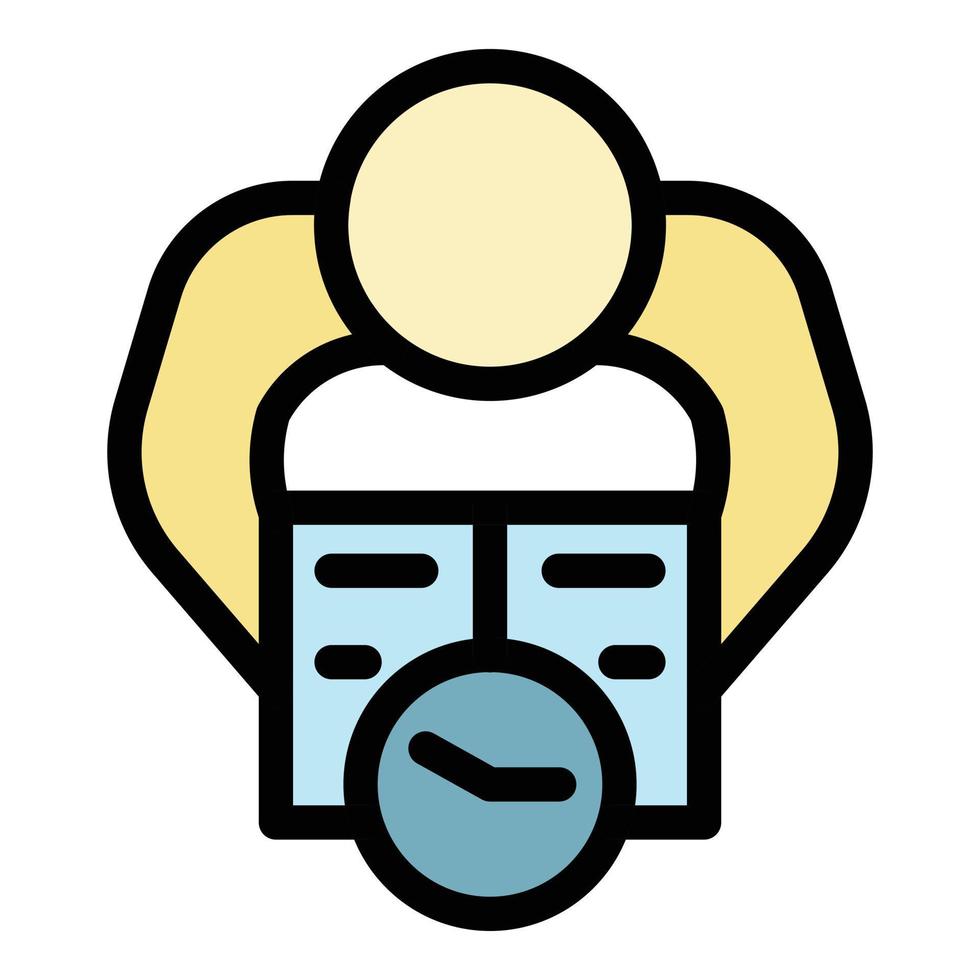 Man with book top view icon color outline vector