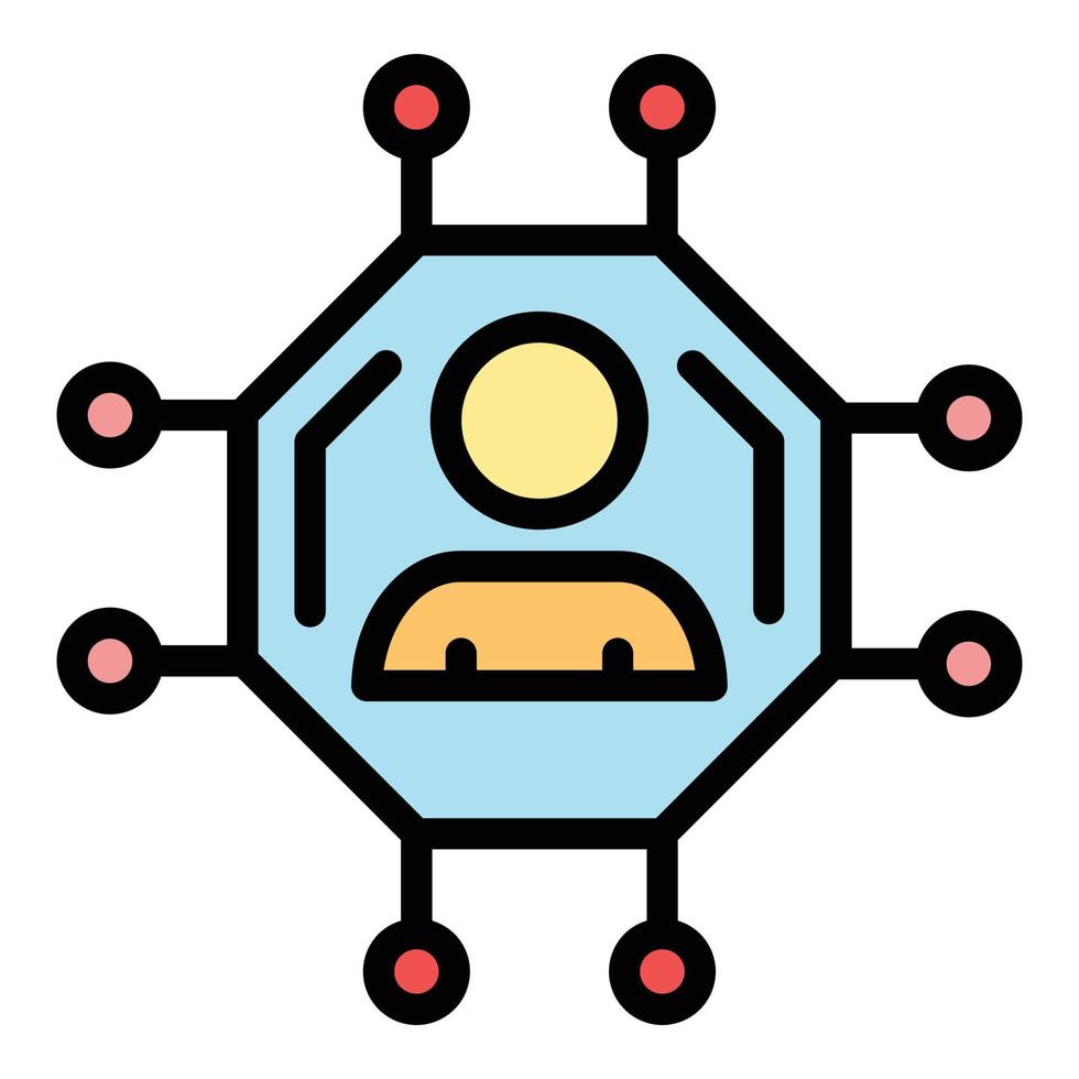 Man on a chip icon color outline vector