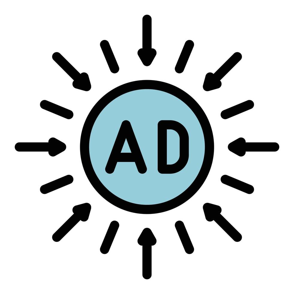 Ad in a circle and arrows icon color outline vector