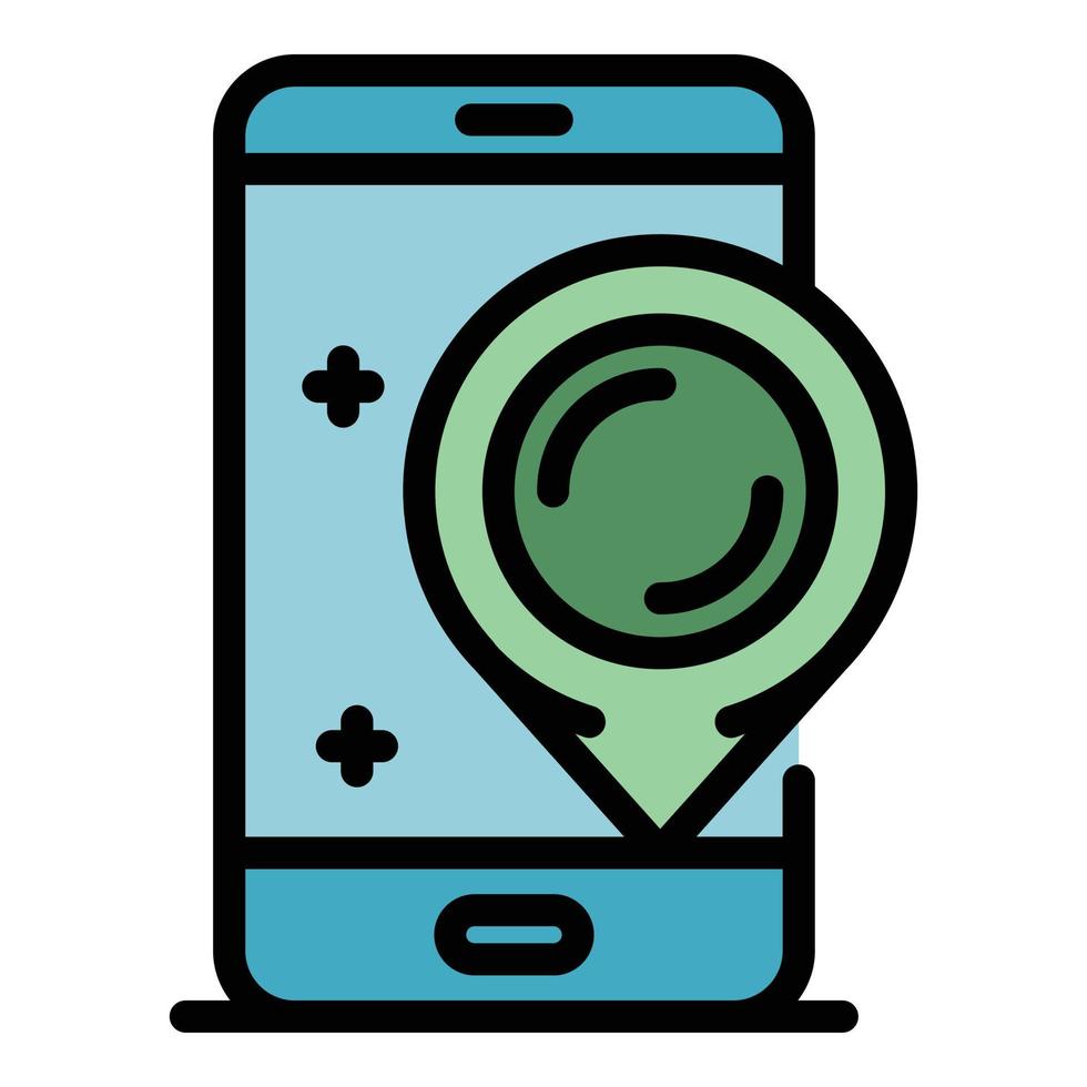 GPS point on a smartphone icon color outline vector