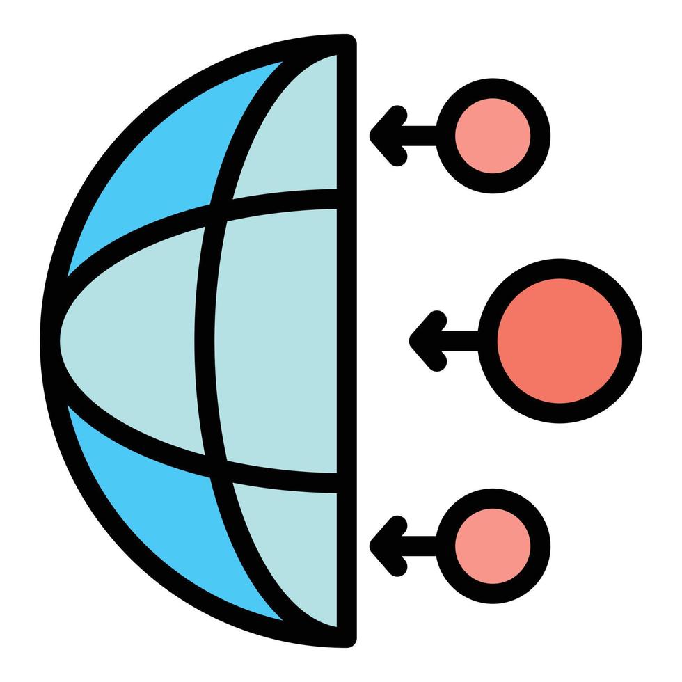 Three circles point half globe icon color outline vector
