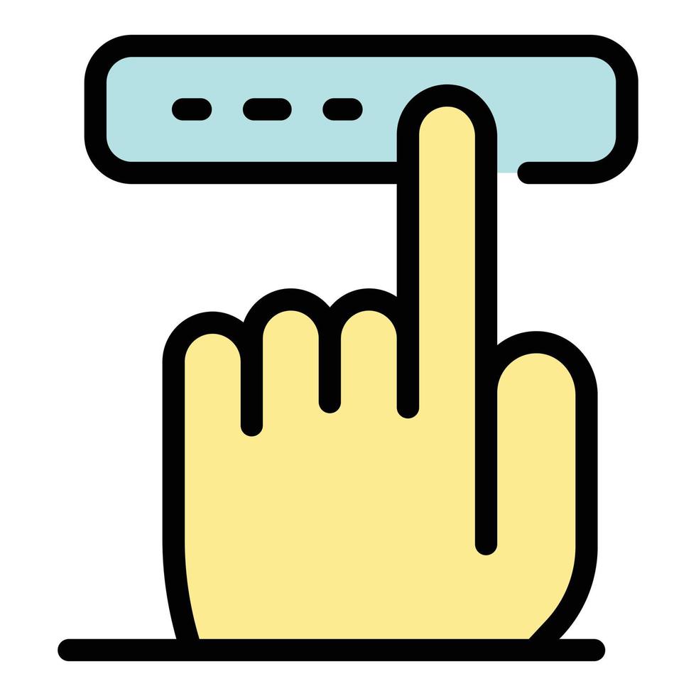 Finger touching button icon color outline vector
