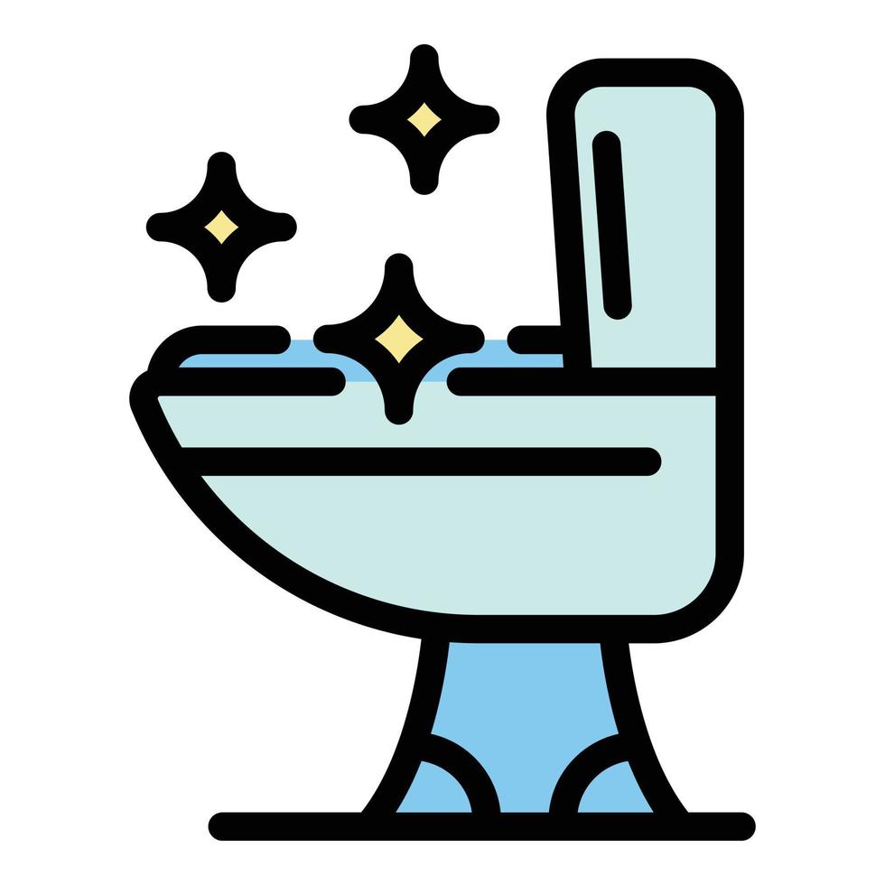 Sparkling toilet bowl icon color outline vector