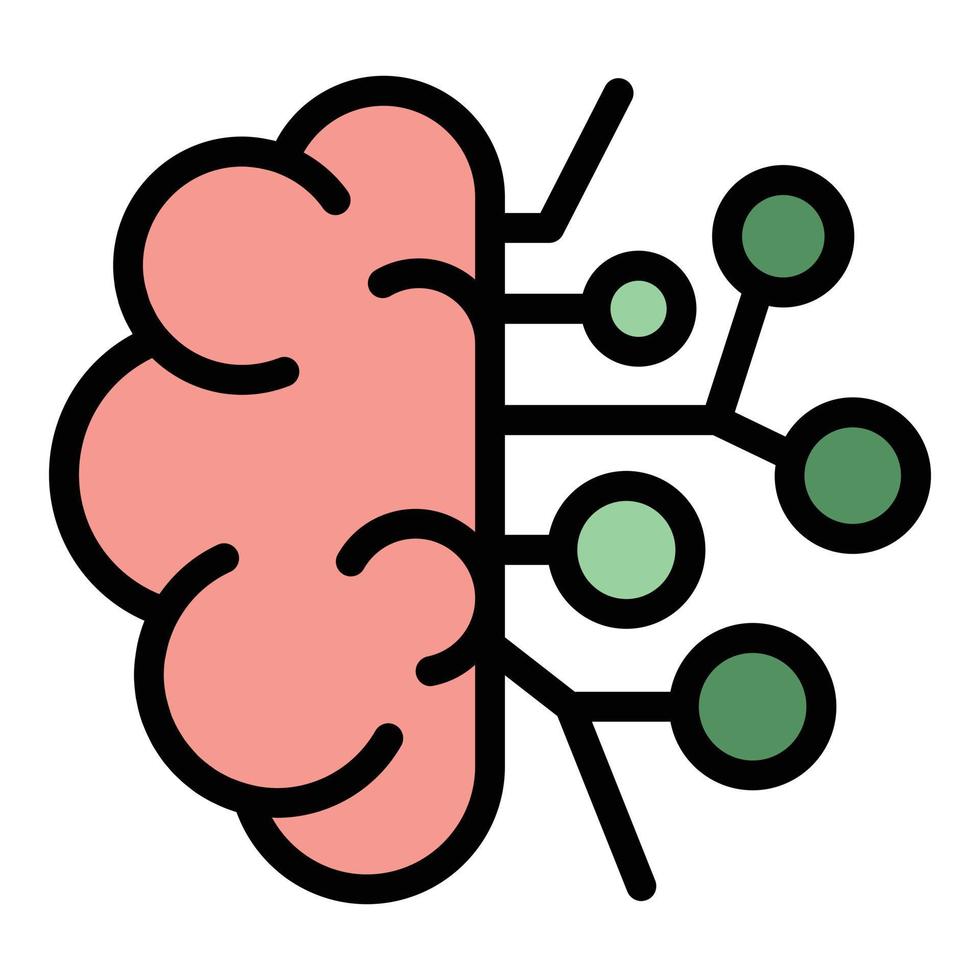 Smart brain icon color outline vector