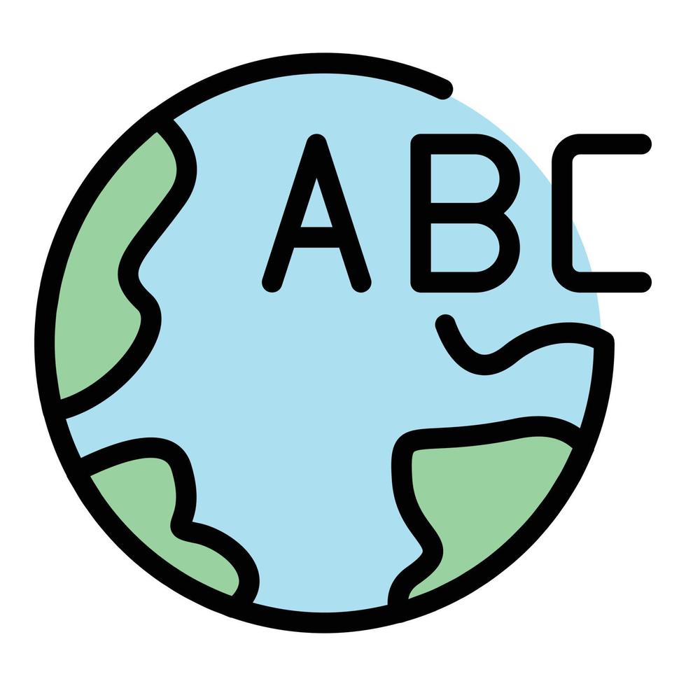 Earth abc icon color outline vector