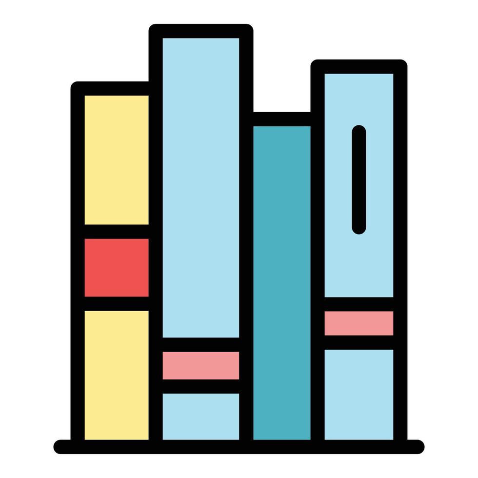 Books on the shelf icon color outline vector