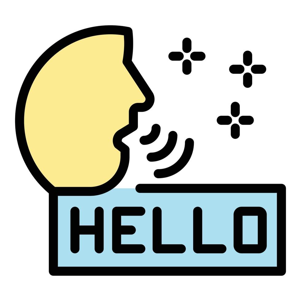 Person says hello icon color outline vector