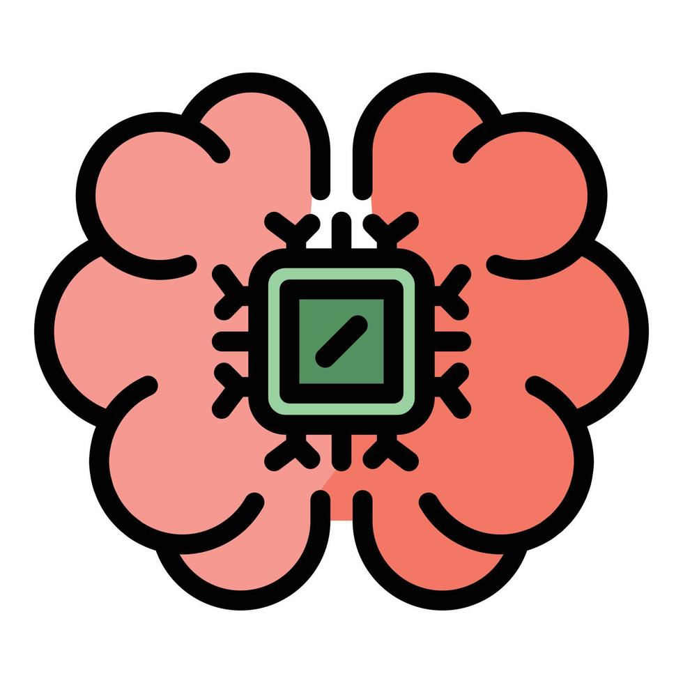 System ai brain icon color outline vector