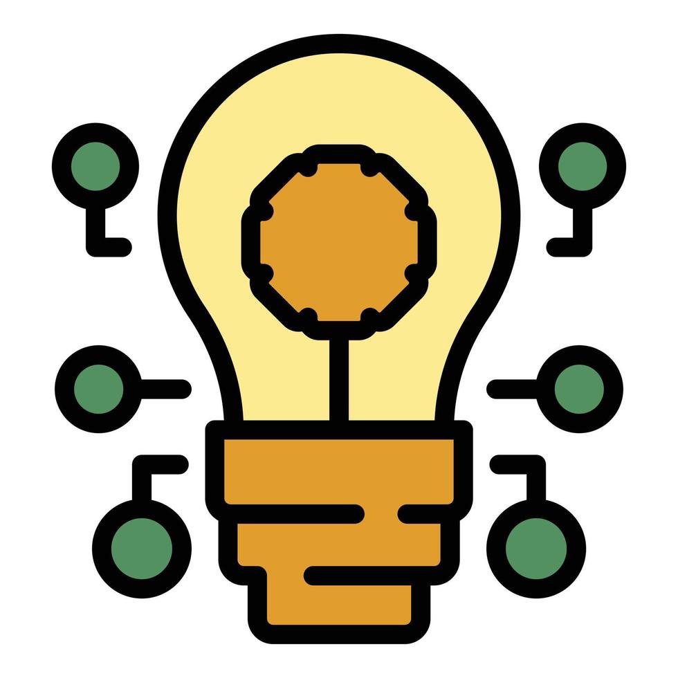 Ai bulb icon color outline vector