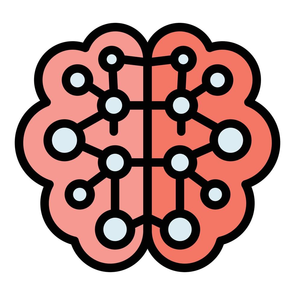 Future ai brain icon color outline vector