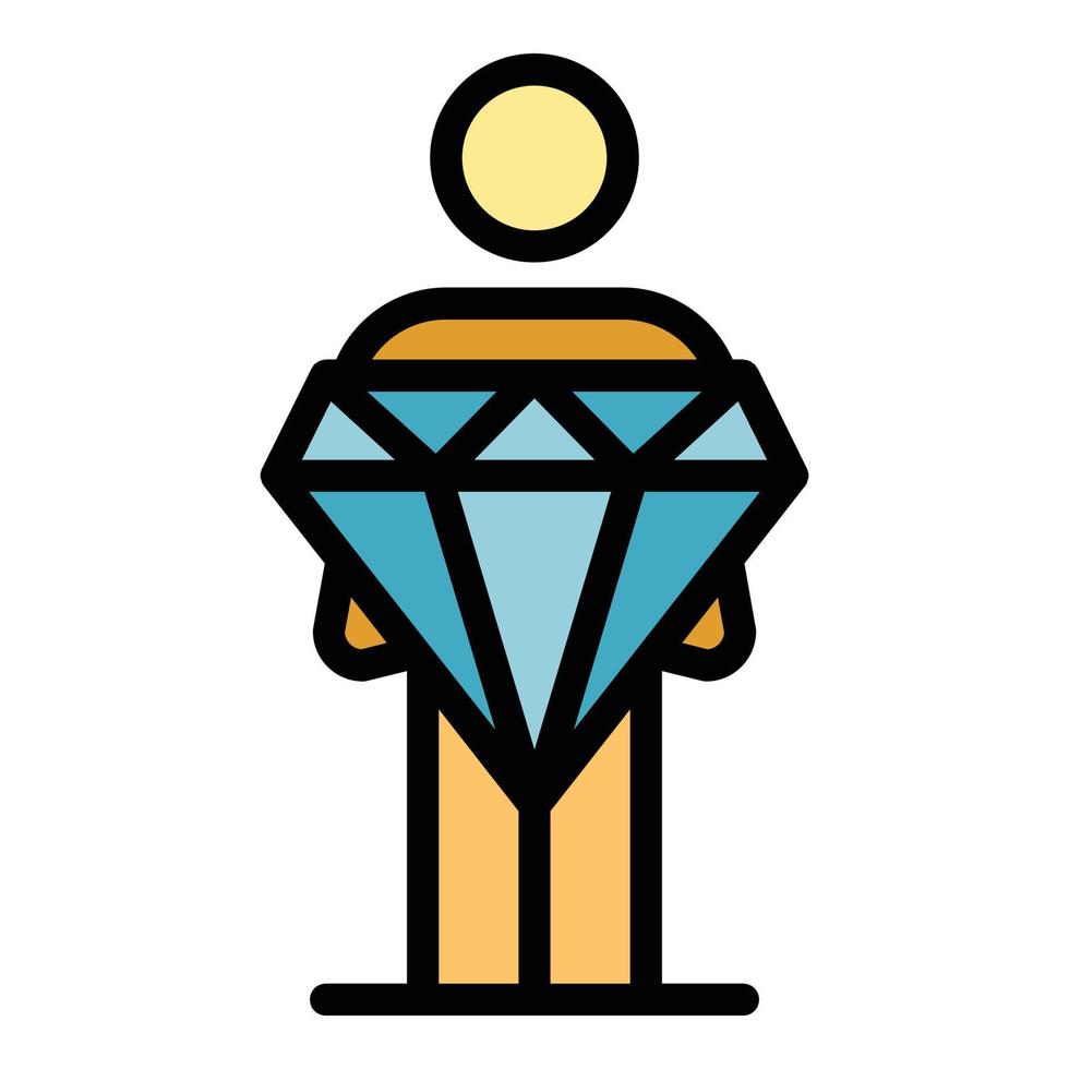 Gamer take diamond prize icon color outline vector