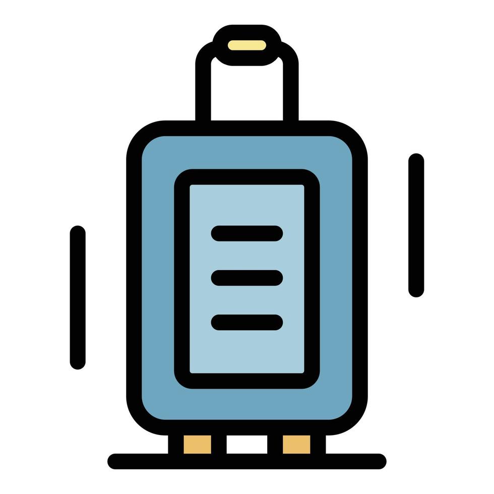 Suitcase on wheels icon color outline vector