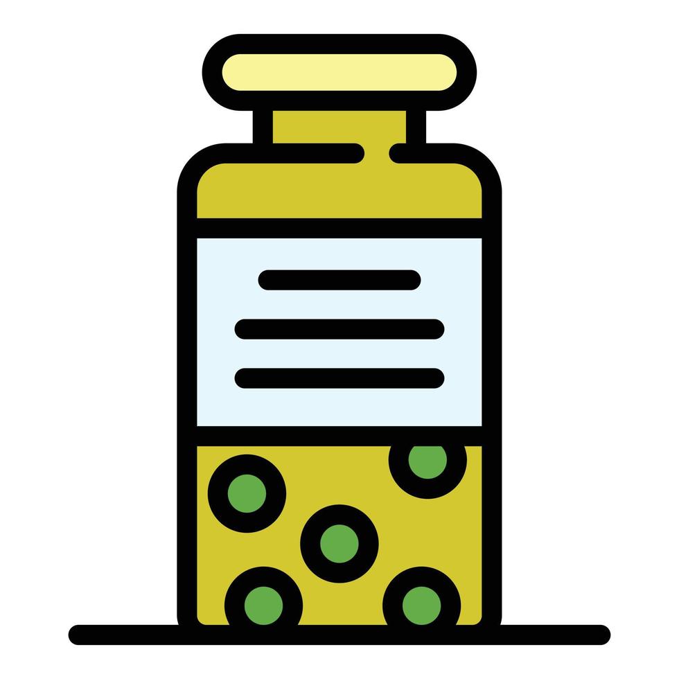 botella de vidrio para pastillas vector de contorno de color de icono