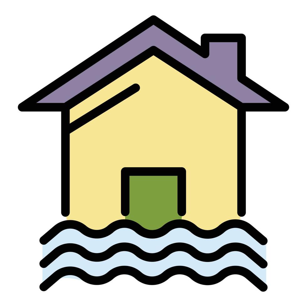 House and water icon color outline vector