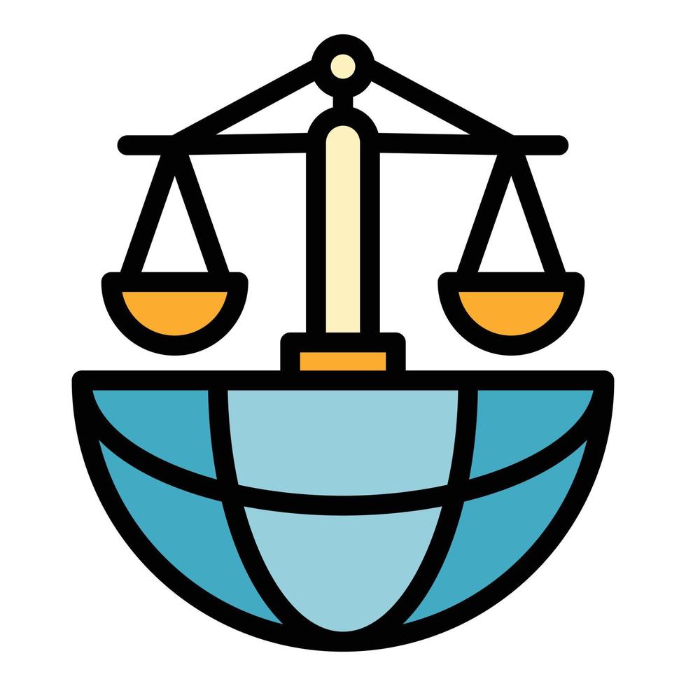 Global justice icon color outline vector