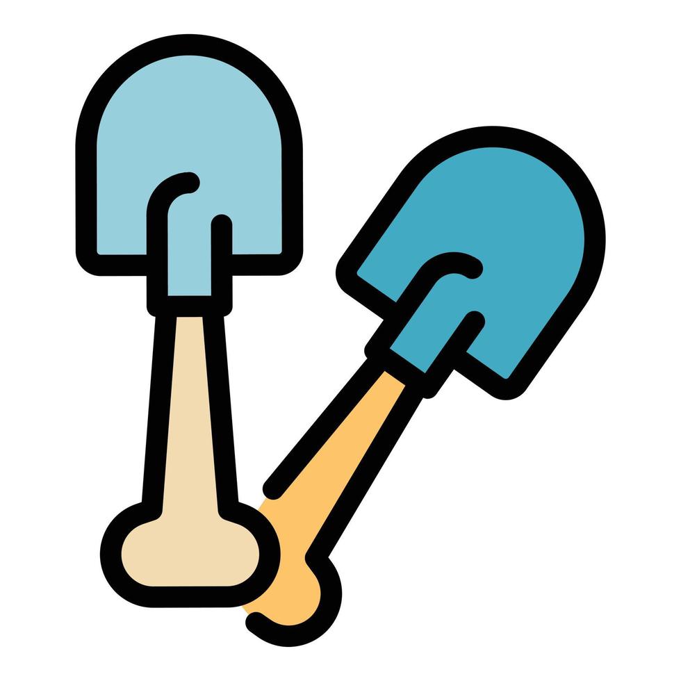 Shovels icon color outline vector