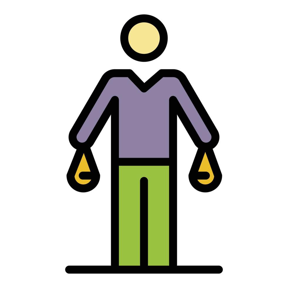 Man with two bags of money icon color outline vector