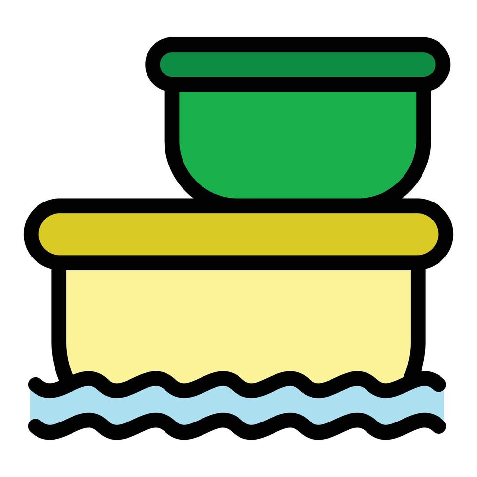 Floating market stock icon color outline vector