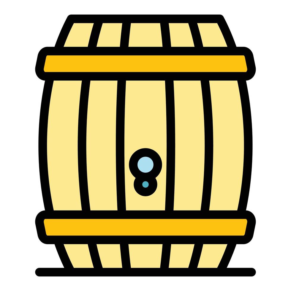 vector de contorno de color de icono de barril de madera de bourbon