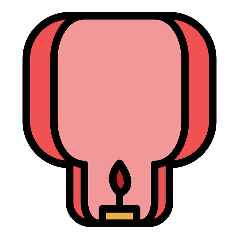 Paper floating lantern icon color outline vector