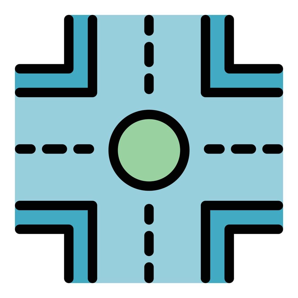 Highway intersection icon color outline vector