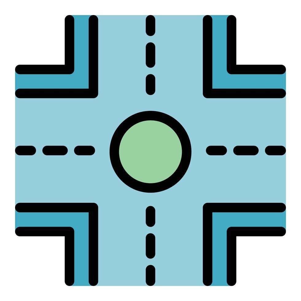 Highway intersection icon color outline vector