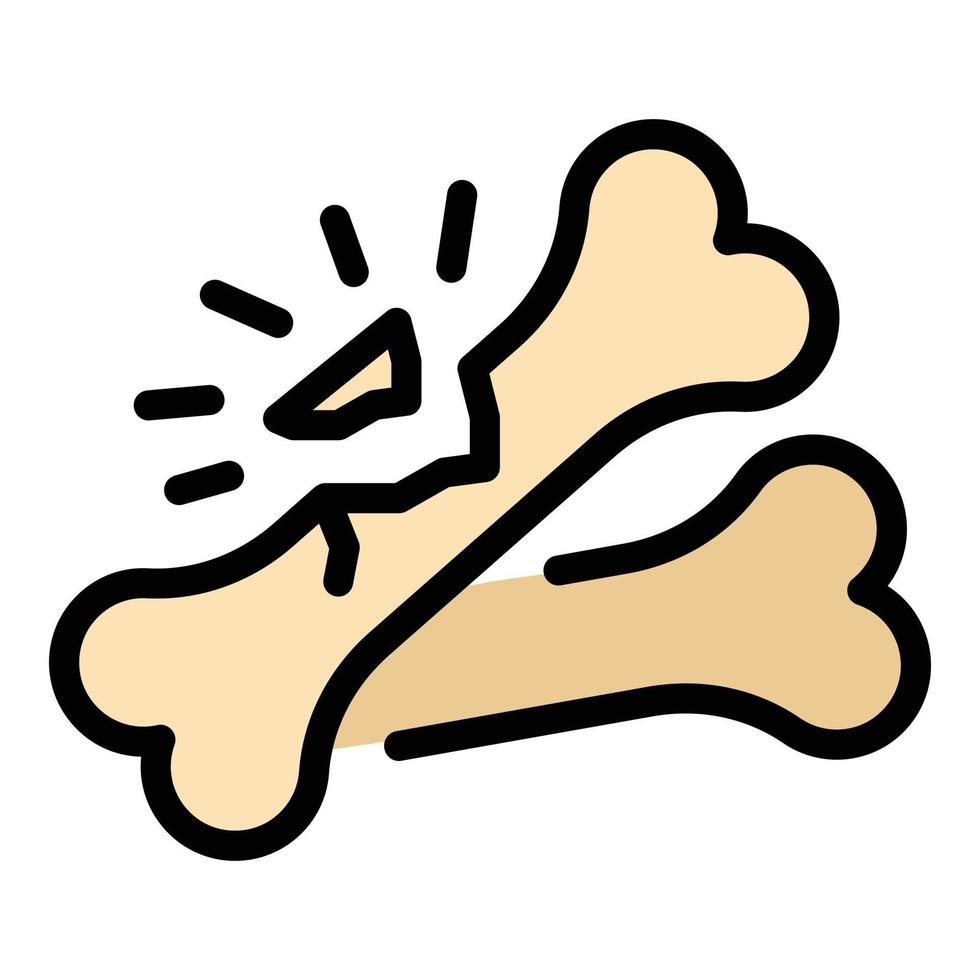 Cracked bone icon color outline vector