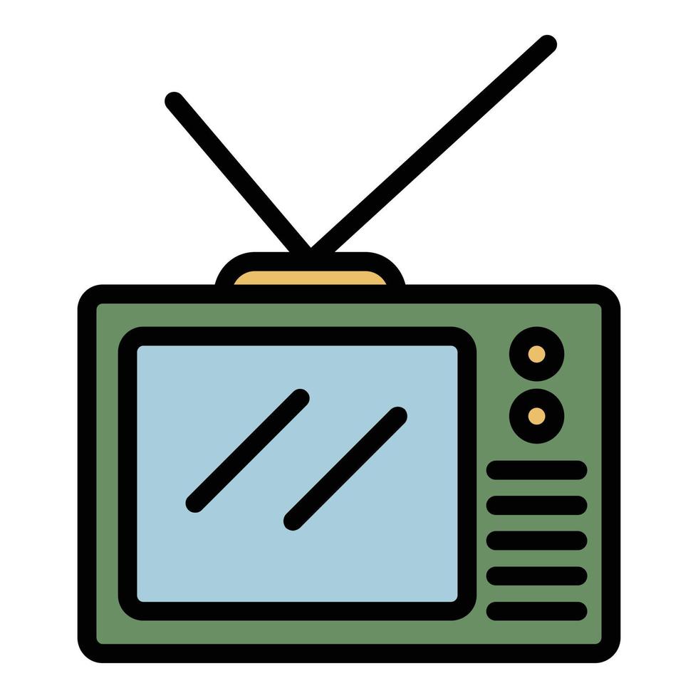 Tv set icon color outline vector