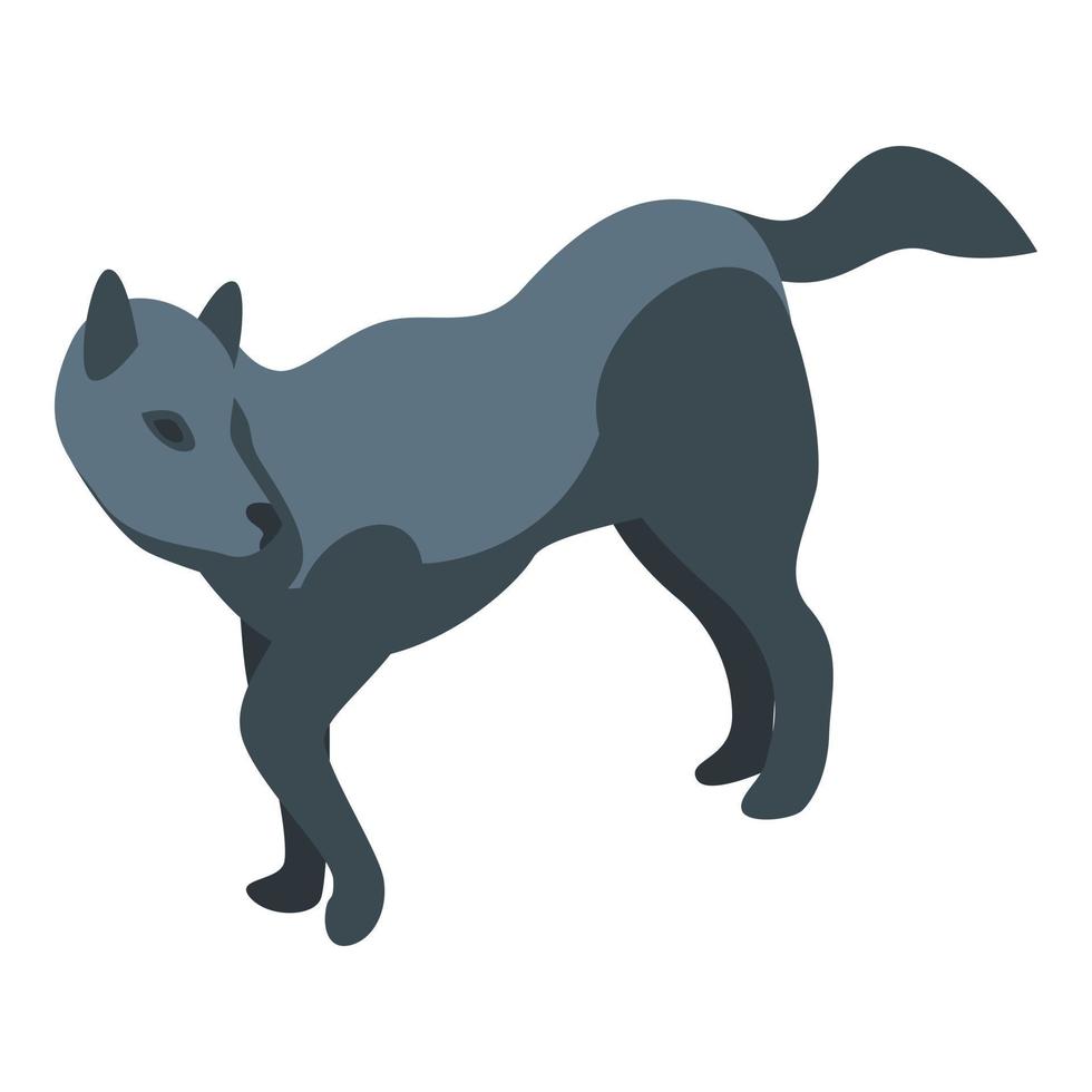 Black wolf icon, isometric style vector