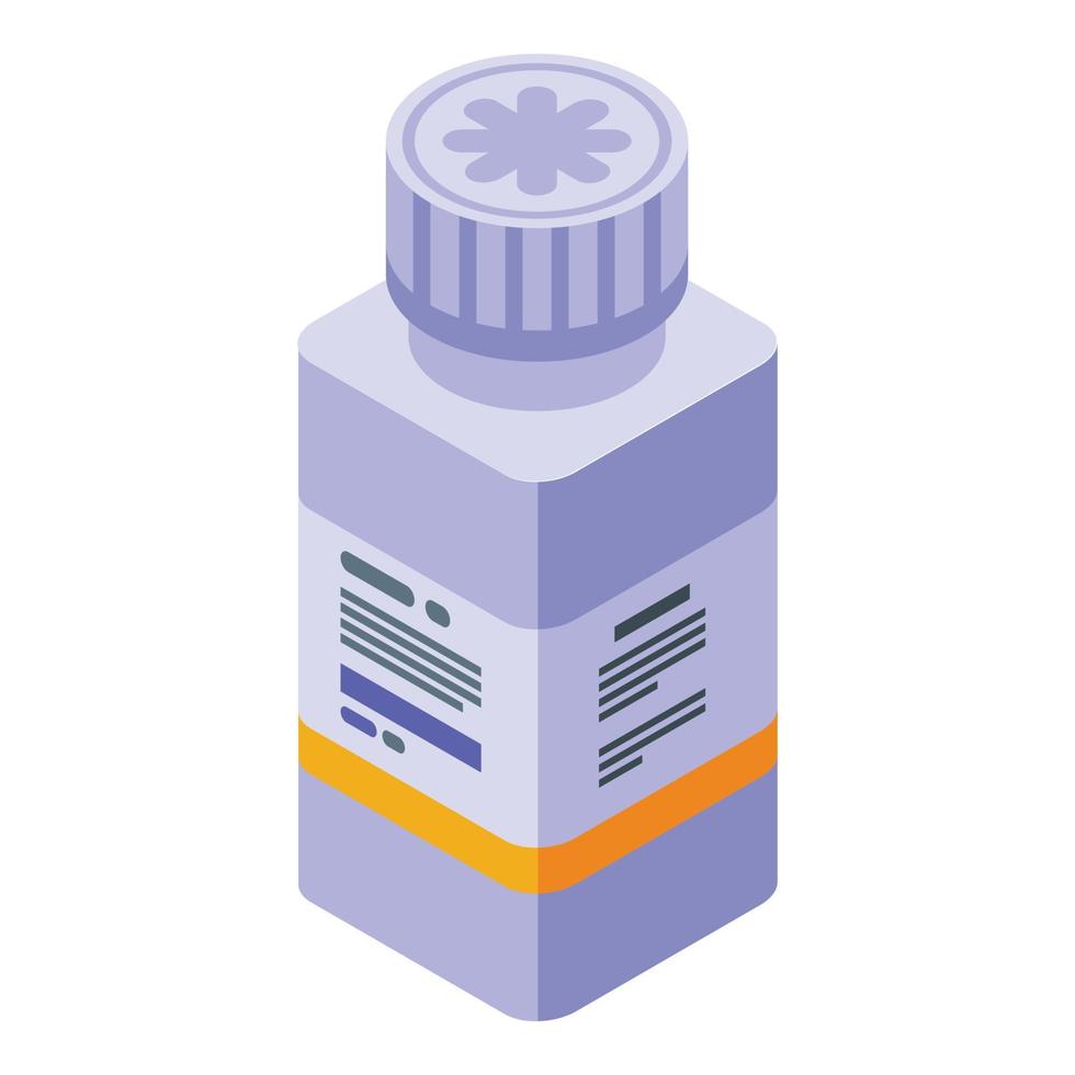 Bottle with drugs icon, isometric style vector