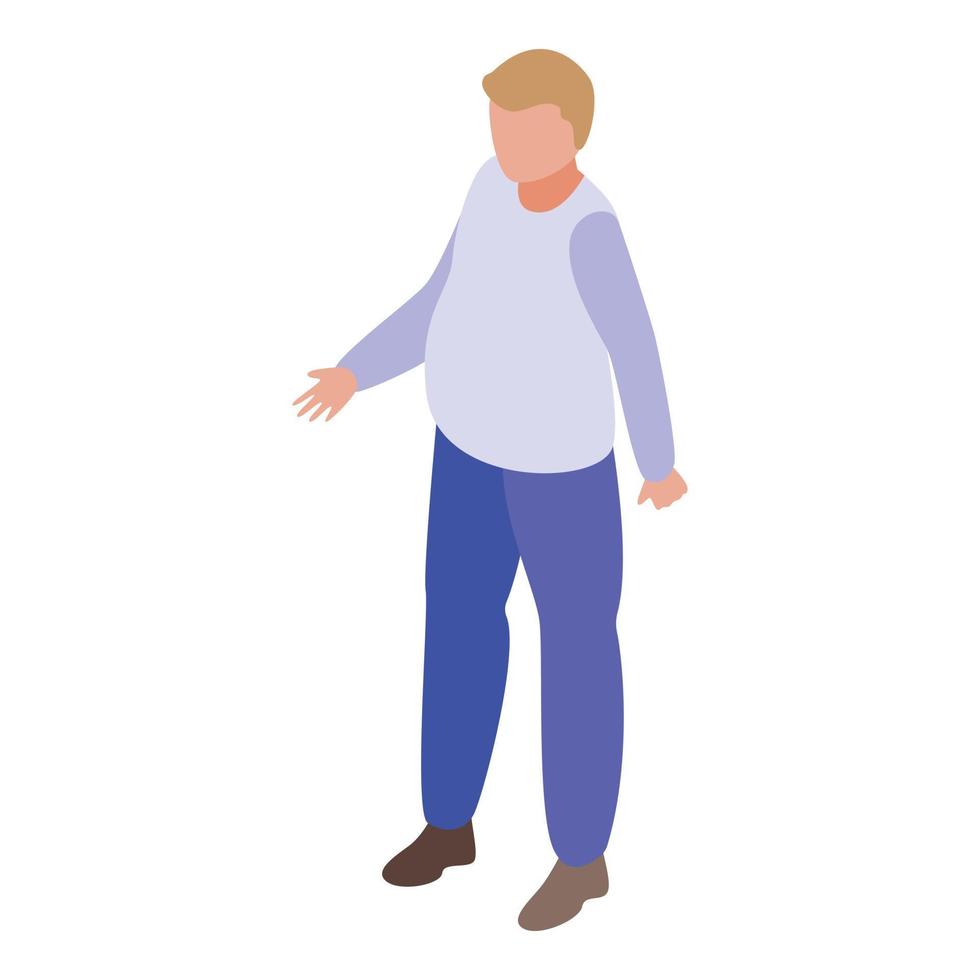 Stout person icon, isometric style vector