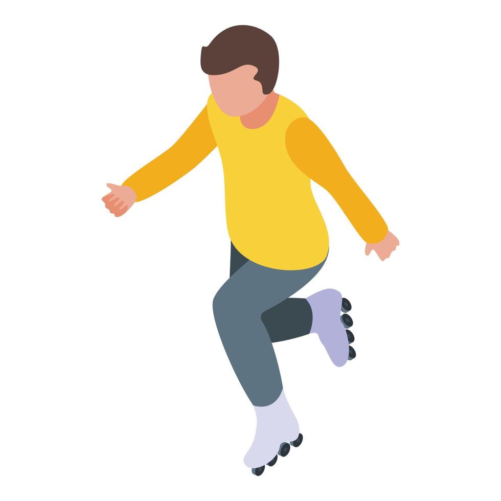 icono de niño de patines, estilo isométrico vector