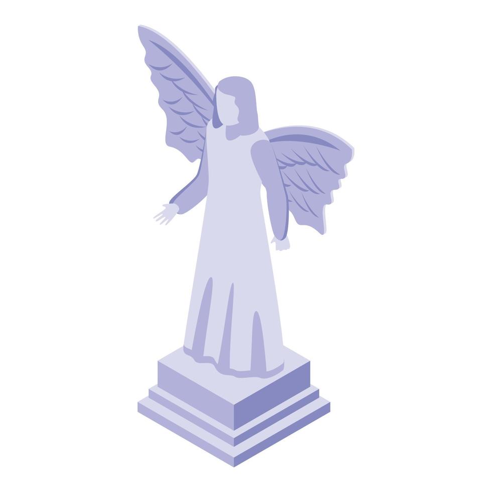 Angel statue icon, isometric style vector