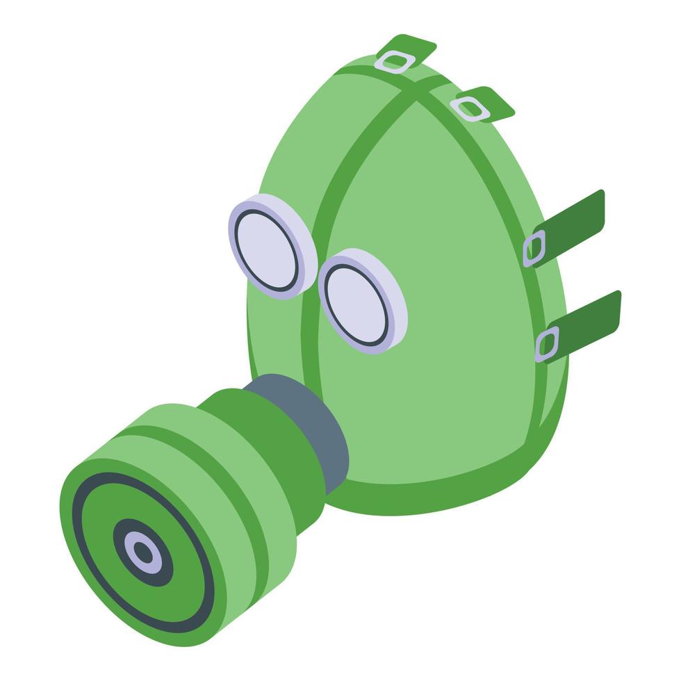 Green gas mask icon, isometric style vector