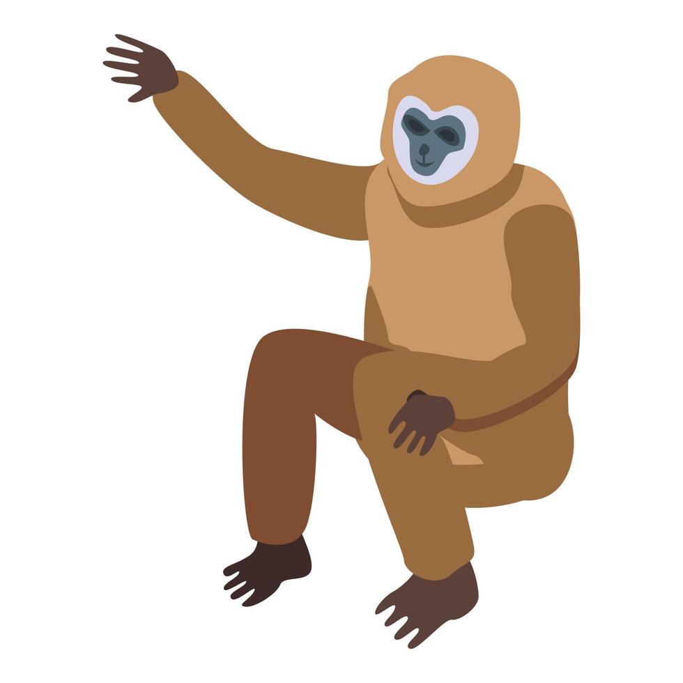 Gibbon zoo icon, isometric style vector