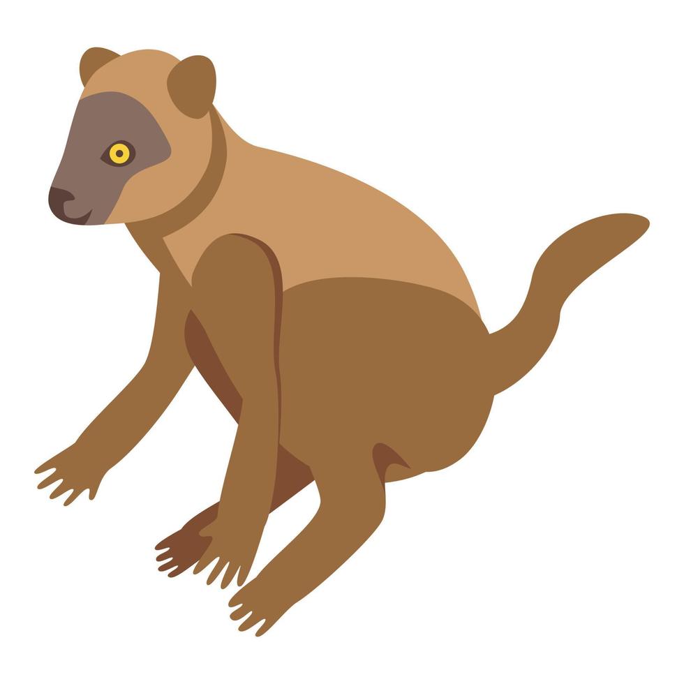 Furry lemur icon, isometric style vector